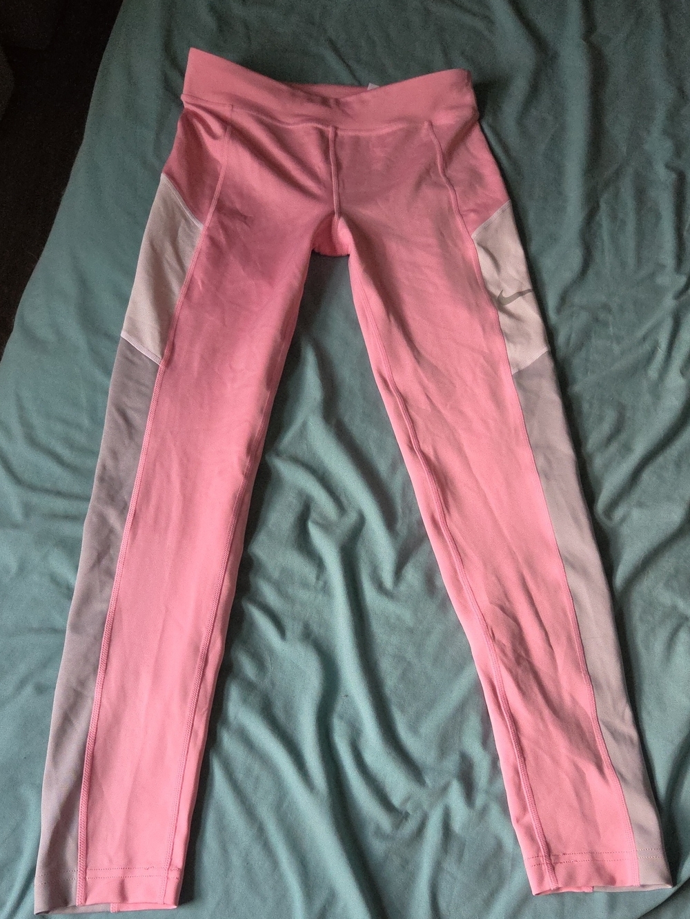 Nike Pink and Light Gray Colorblock Girls' Leggings